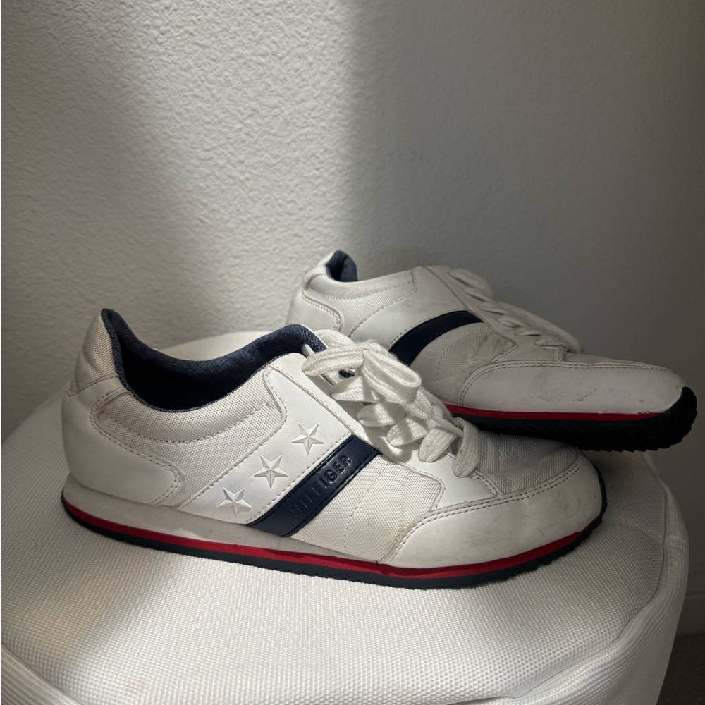 Tommy Hilfiger White and Navy Women's Sneakers